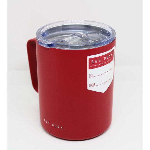 Rae Dunn "Hot Cocoa" Red insulated mug with slider lid - Picture 3 of 4
